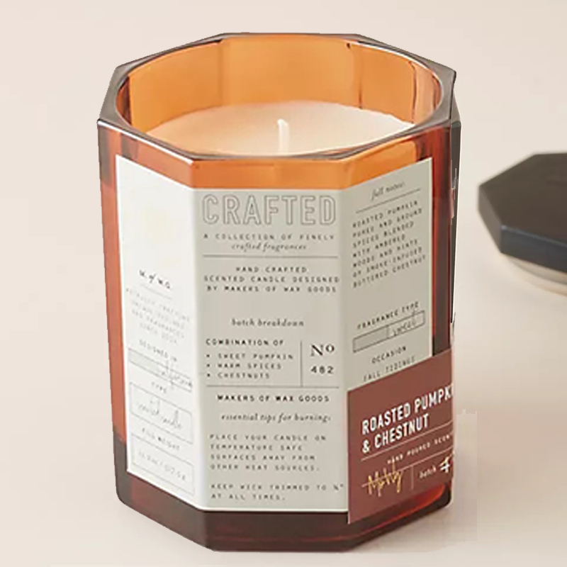 M&Scent カスタム 高級木製蓋綿芯ガラス容器大豆ワックスブレンド 秋の細工ガラスキャンドル