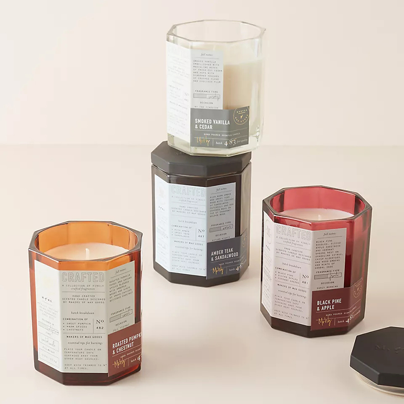 M&Scent カスタム 高級木製蓋綿芯ガラス容器大豆ワックスブレンド 秋の細工ガラスキャンドル