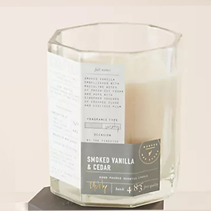 M&Scent カスタム 高級木製蓋綿芯ガラス容器大豆ワックスブレンド 秋の細工ガラスキャンドル