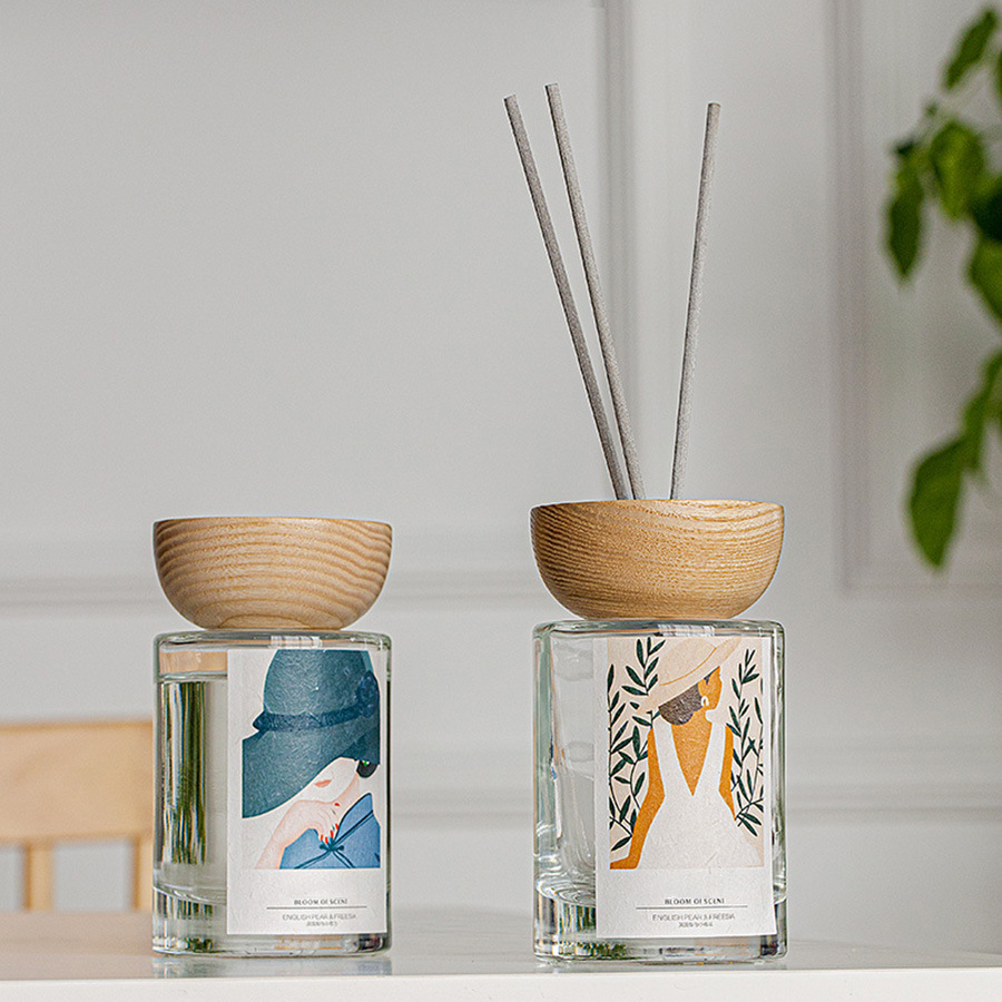 M&Scent 卸売プライベートラベル ガラスボトル スティックリード ディフューザーセット ストッパー付き