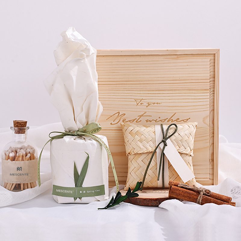 M&Scent 高級木製キャンドルホルダー キャンドル プライベートラベル 香り付き 箱付き