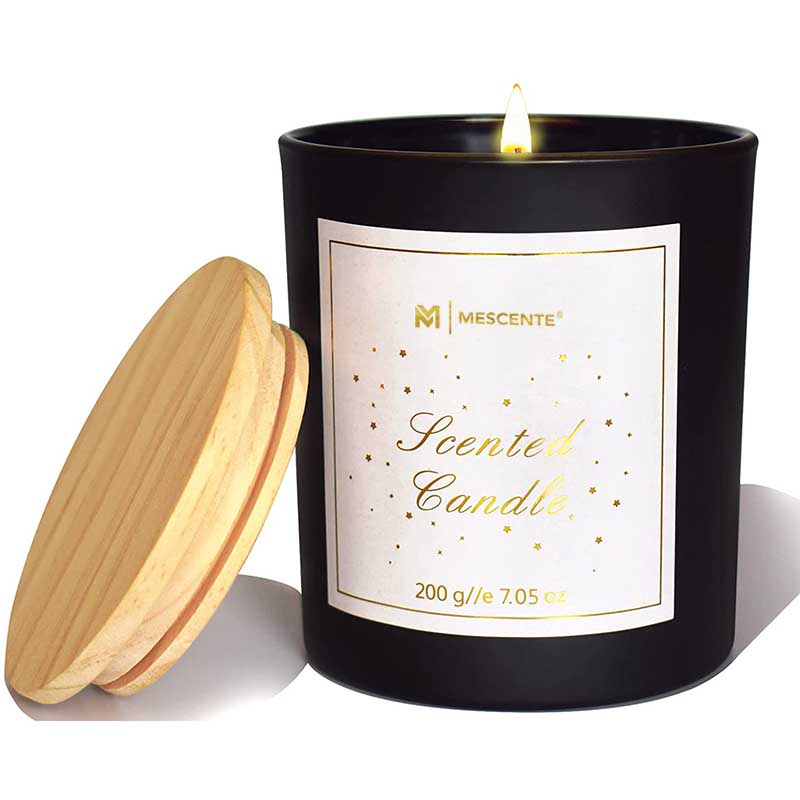 M&Scent カスタムロゴ ミニラウンドクリスタルガラスボトル 濃いコーヒー ソイワックスの香りのキャンドルボックス付き バルク