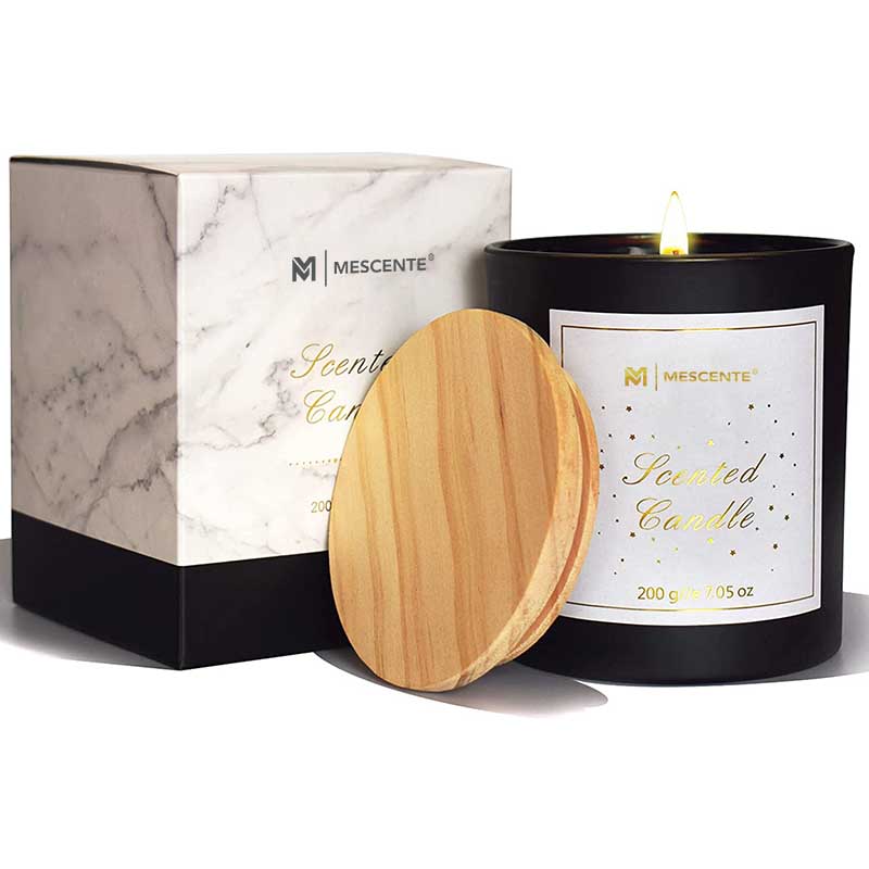 M&Scent カスタムロゴ ミニラウンドクリスタルガラスボトル 濃いコーヒー ソイワックスの香りのキャンドルボックス付き バルク