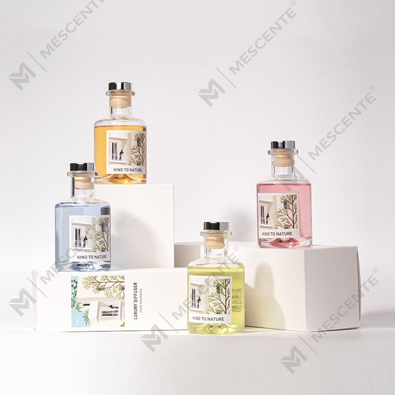 M&Scent 高級装飾大型ボトル エッセンシャル オイル リードディフューザー ドライフラワー ギフトセット付き