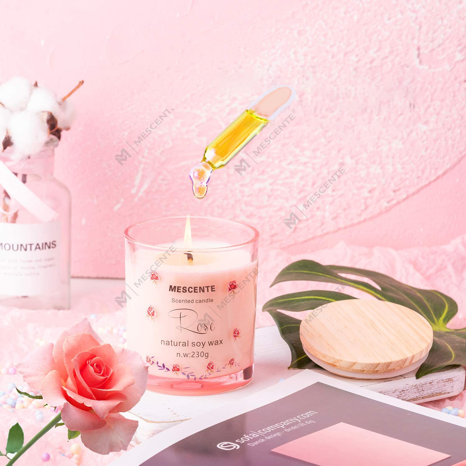 M&Scent 手作り高級ガラスホルダースピリチュアルセラミック柱バニラの香りのキャンドルクリスタル付き