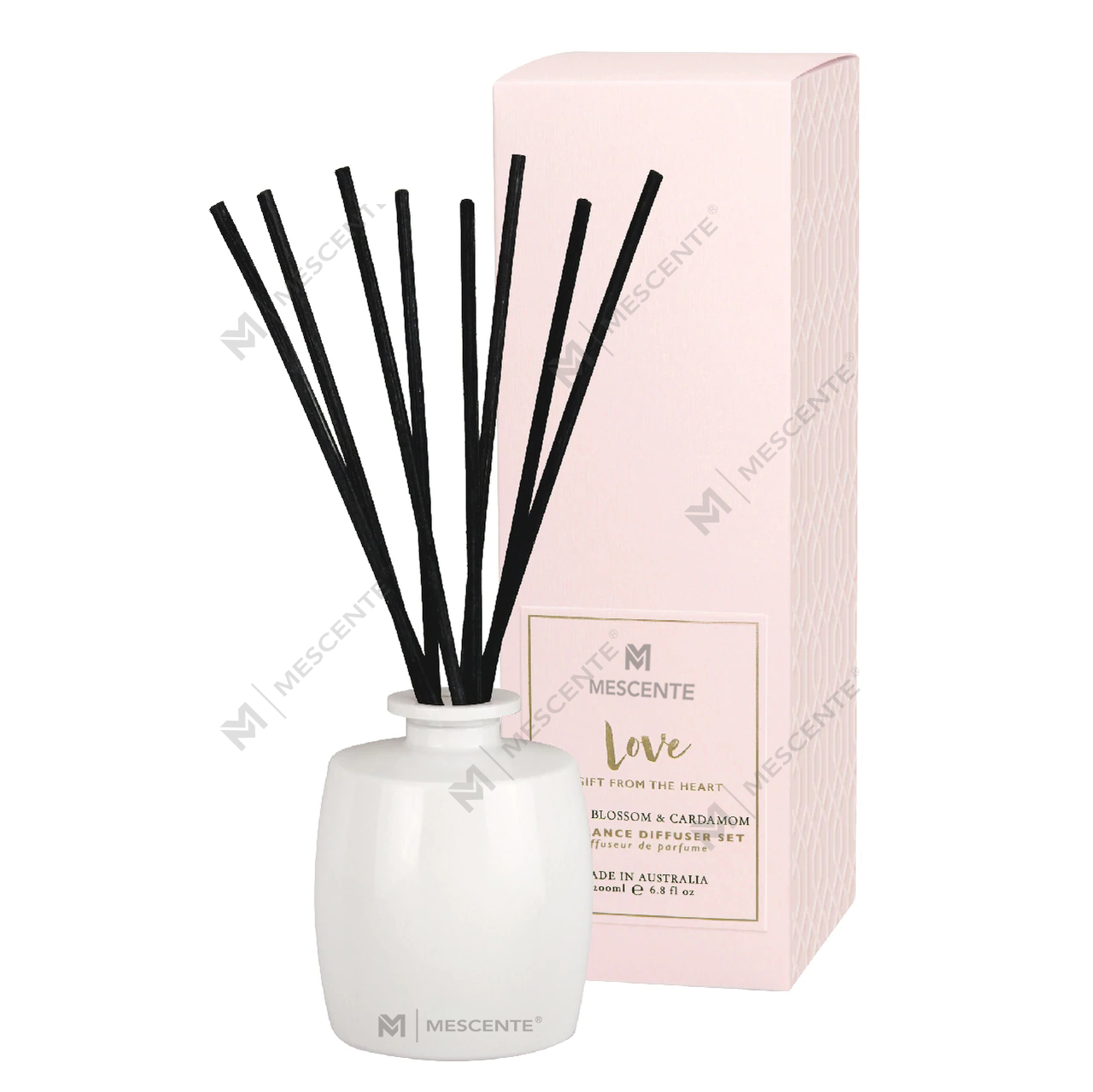 M&Scent 大型ガラスボトル ホームエッセンシャル アロマリードディフューザー ギフトセット 籐スティック付き