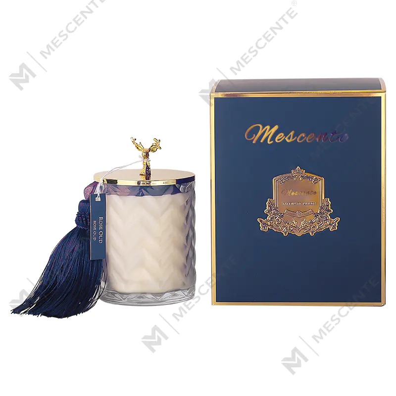 M&Scent 卸売カスタムプライベートラベルコンテナアロマテラピー香りのフレグランスアロマソイキャンドルクリスタル付き