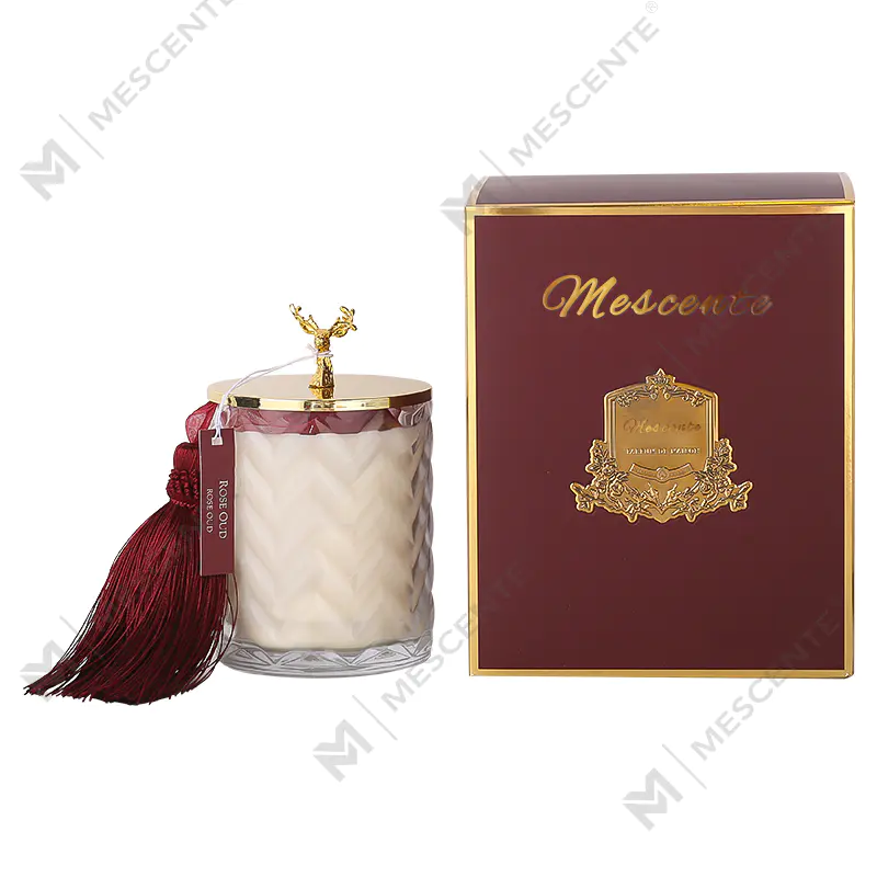M&Scent 卸売カスタムプライベートラベルコンテナアロマテラピー香りのフレグランスアロマソイキャンドルクリスタル付き