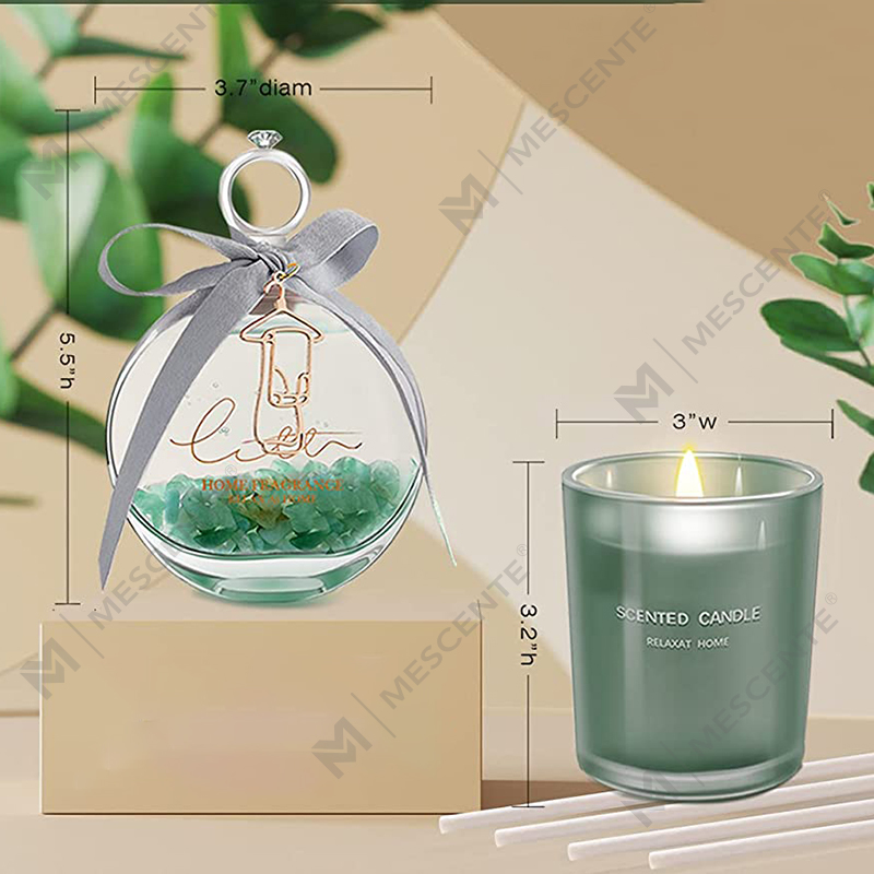 M&S セント レモンバジルの香りのオイル リードディフューザーと香りのキャンドル ギフトセット スティック付き 家庭用