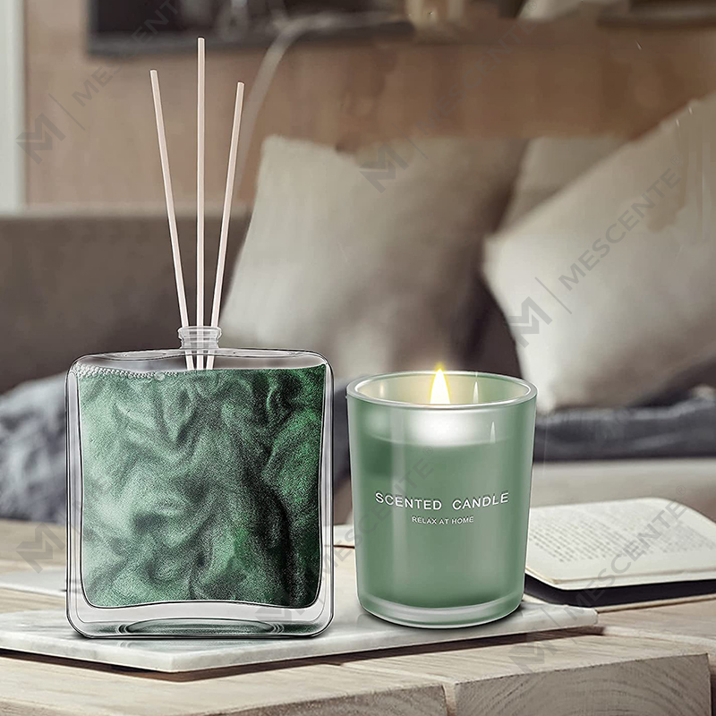 M&S セント レモンバジルの香りのオイル リードディフューザーと香りのキャンドル ギフトセット スティック付き 家庭用