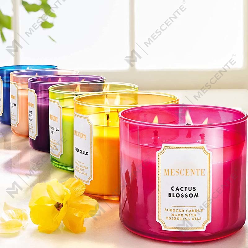 M&Scent ハンドメイド 3 芯 ナチュラル ジャスミンの香りのソイワックス キャンドル ギフト、プライベート ラベル アロマセラピー クリスタル キャンドル