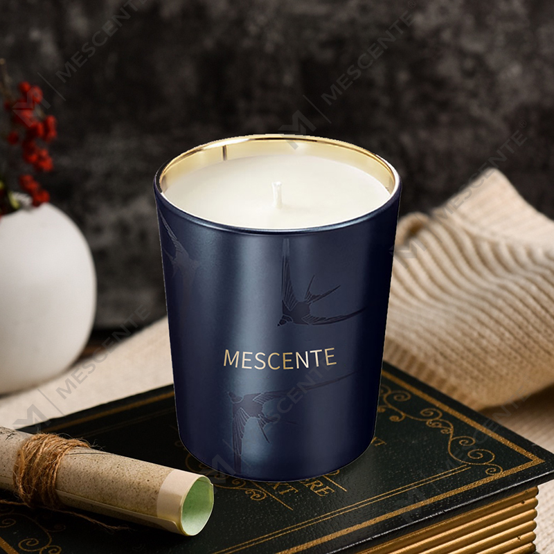 M&Scent ハンドメイド 高級ガラス ホルダー ピラー バニラの香りのキャンドル クリスタル付き