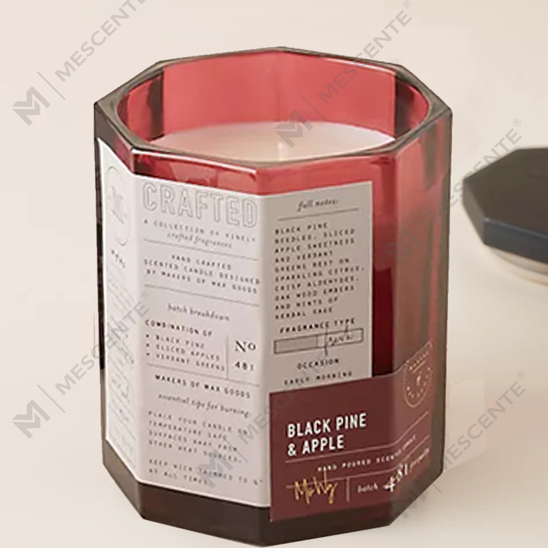 M&Scent カスタム高級木製蓋綿芯ガラス容器大豆ワックスブレンド秋の細工ガラスキャンドル