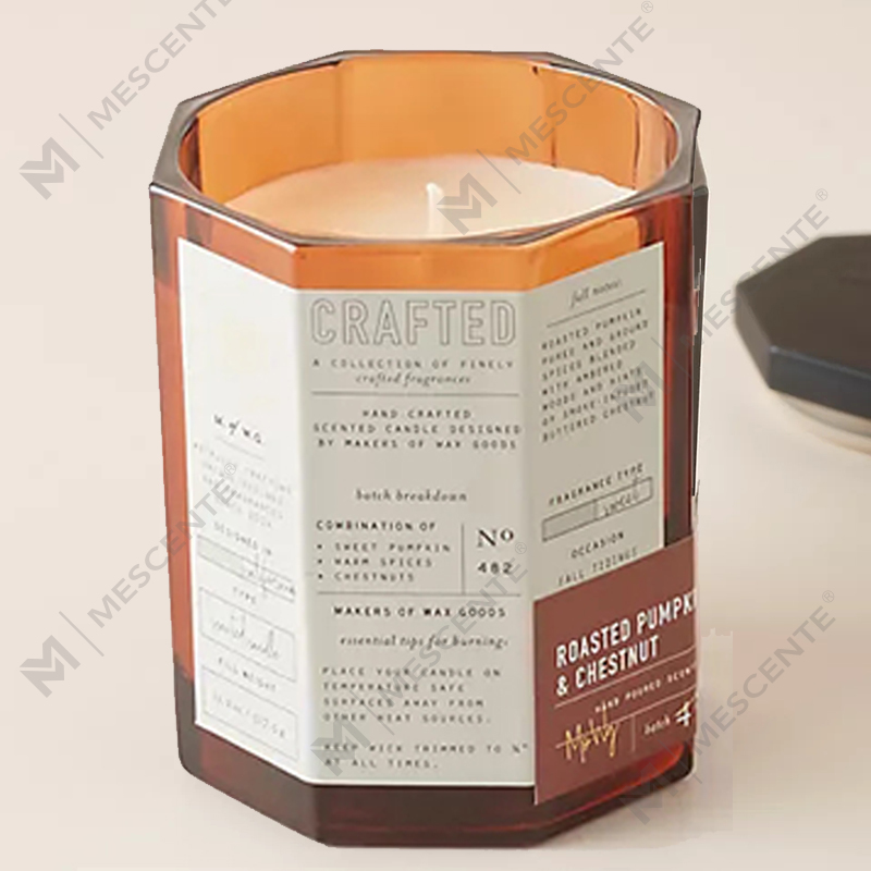 M&Scent カスタム高級木製蓋綿芯ガラス容器大豆ワックスブレンド秋の細工ガラスキャンドル