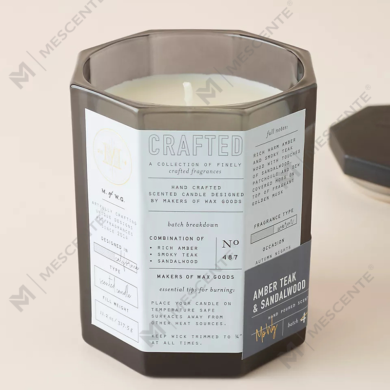 M&Scent カスタム高級木製蓋綿芯ガラス容器大豆ワックスブレンド秋の細工ガラスキャンドル